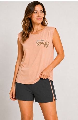 [SP11847] VER. PIJAMA MUSCULOSA CON ESTAMPA LOCALIZADA Y SHORT DE MORLEY (S, GRIS)
