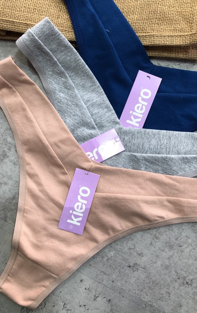 [KIE10281] PACK X3 COLALES DE ALGODÓN Y LYCRA CAVADA LISA CON CINTURA DOBLE (3)