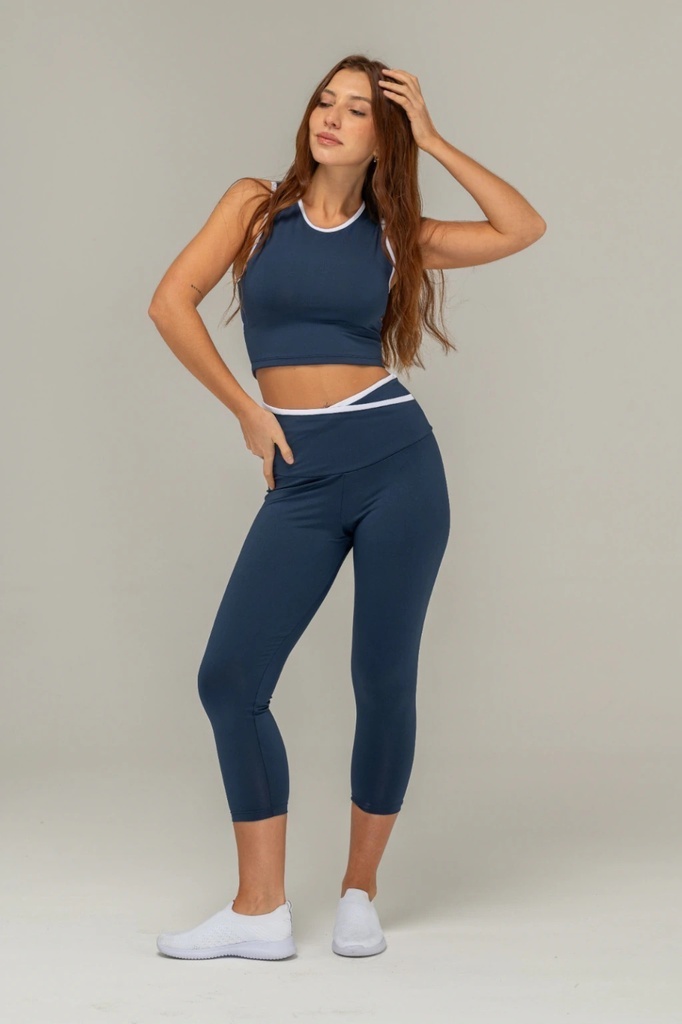 [SHE6528] VER. CALZA CAPRI CINTURA CRUZADA BITONO DE POLISAP (1, AZUL MARINO)
