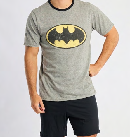 [DIS663243] VER. PIJAMA HOMBRE REMERA ESTAMPADA Y SHORT LISO DE ALGODÓN "BATMAN" (XS)