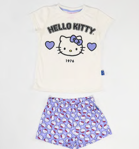 [DIS84081] VER. PIJAMA DE ALGODÓN ESTAMPADO CON SHORT SUBLIMADO "HELLO KITTY" (4, LILA)