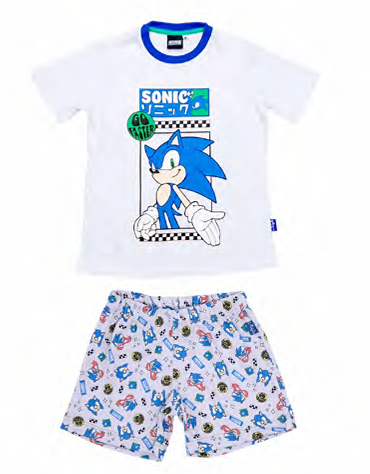 [DIS85562] VER. PIJAMA REMERA DE ALGODÓN Y SHORT DE MODAL SUBLIMADO "SONIC" (4, AZUL)