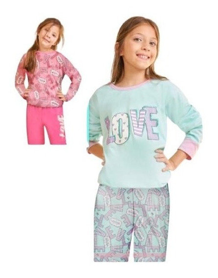 [MAR6032] DESCUENTO 15% LIQUIDACION DE TEMPORADA! I INV. PIJAMA JERSEY ESTAMPADO "LOVE" (4, ROSA)