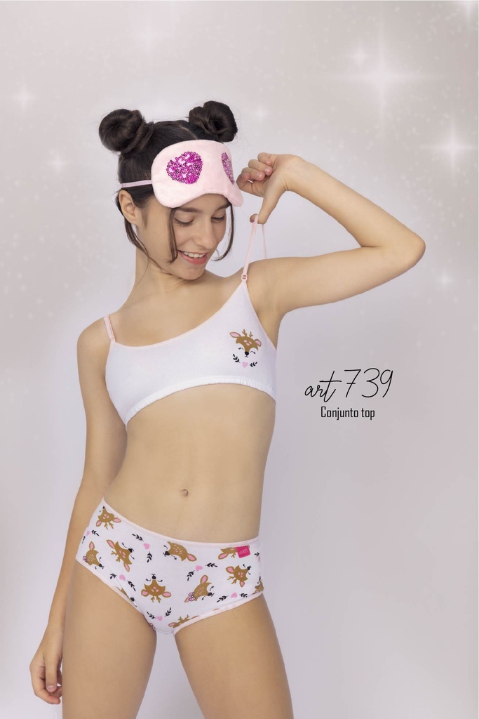 [MAR739] CONJ. TOP ALG Y LYCRA ESTAMPADO  (8, BLANCO)