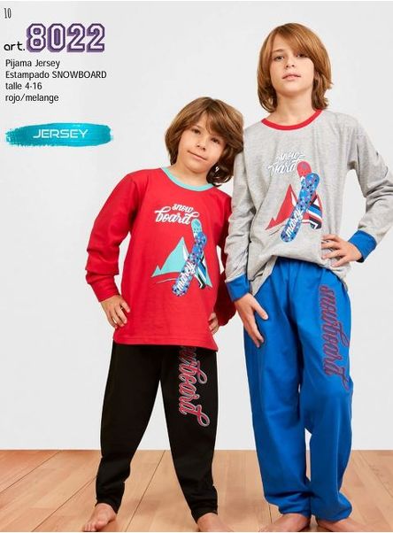 [MAR8022] DESCUENTO 15% LIQUIDACION DE TEMPORADA! I INV. PIJAMA JERSEY ESTAMPADO "SNOWBOARD" (4, MELANGE)